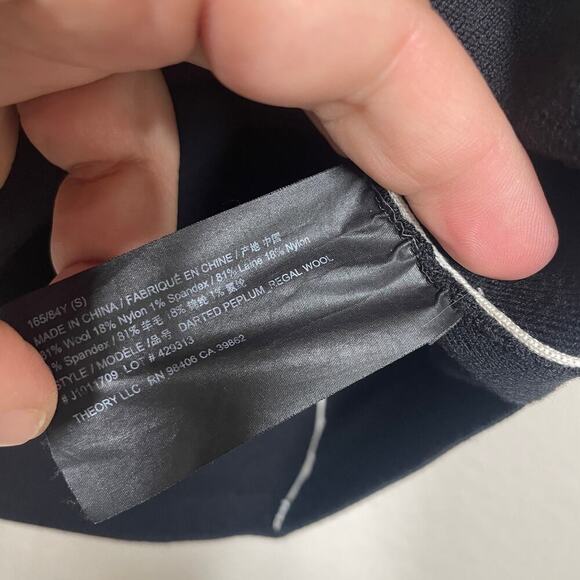 Theory Small Darted Top Crew Neck Peplum Top Black Wool Nylon Blend Sleeveless - Picture 3 of 7